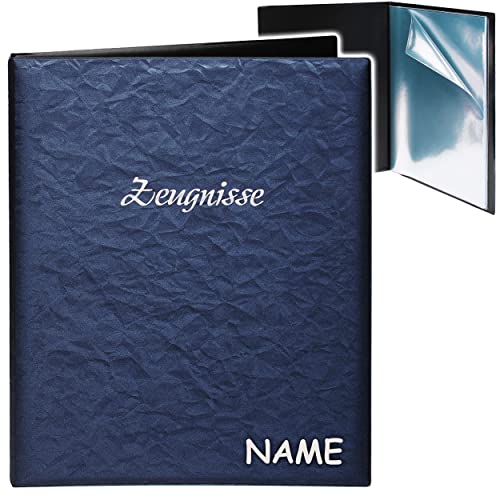 alles-meine.de GmbH A4 - Zeugnismappe/Dokumentenmappe - Zeugnisse 3D Kristall-Metallic Effekt - blau/dunnkelblau - inkl. Name - GEBUNDEN mit 20 festen Seiten- A 4 -.. von alles-meine.de GmbH