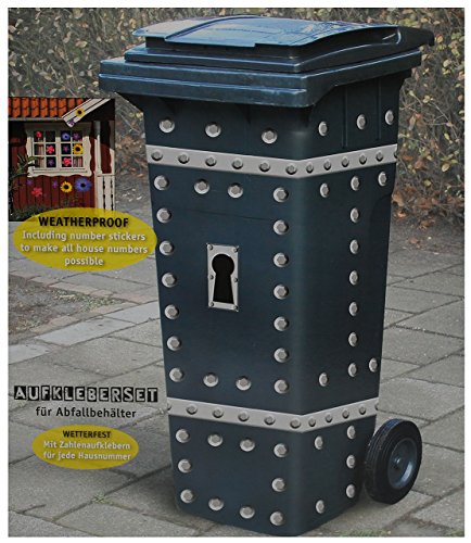 Aufkleber für Mülltonne - " Tresor " - mit 84 Stück - ABC Buchstaben u. Zahlen - Müll Sticker - Mülleimer/Mülltonnensticker - Mülltonnenaufkleber von alles-meine.de GmbH