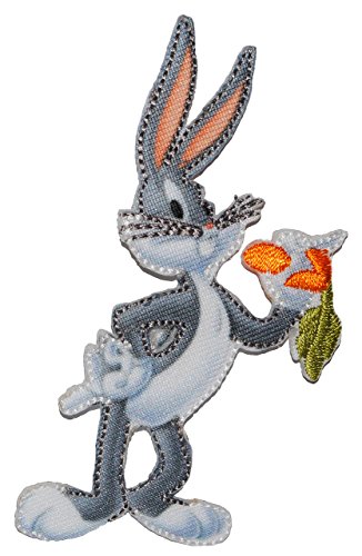 Bügelbild - Looney Tunes - Bugs Bunny - 5,5 cm * 9 cm - Comic Figur - Aufnäher Applikation - gewebter Flicken - Aufbügler - grauer Hase Looneytunes/Cartoonf.. von alles-meine.de GmbH