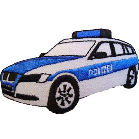 Bügelbild - Polizei - 7,9 cm * 4,5 cm - Polizeiwagen Auto - Wagen Aufnäher - Applikation Patch Aufbügler - Polizeiauto Polizist zum Aufbügeln von alles-meine.de GmbH