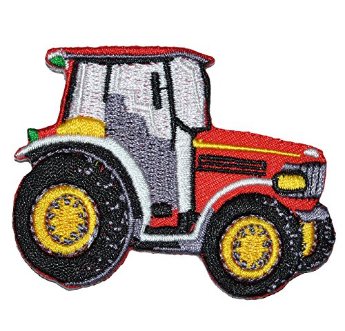 Bügelbild - Traktor rot - 7 cm * 5,5 cm - Aufnäher Applikation - gestickter Flicken - für Jungen Kinder Bauernhof Auto Fahrzeug von alles-meine.de GmbH
