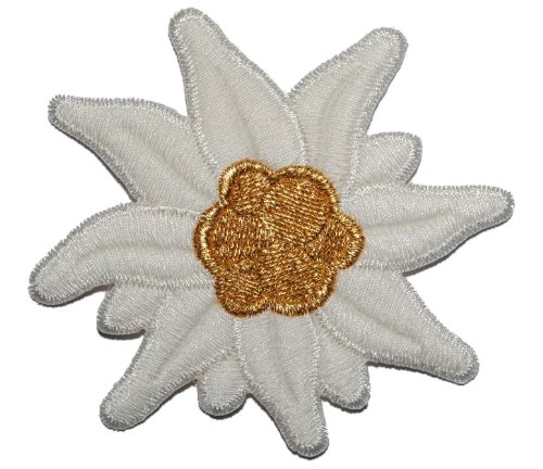 Edelweiß 8,4 cm * 7,8 cm Bügelbild Aufnäher Applikation gold Blume Bayern Tracht Edelweiss Trachten von alles-meine.de GmbH