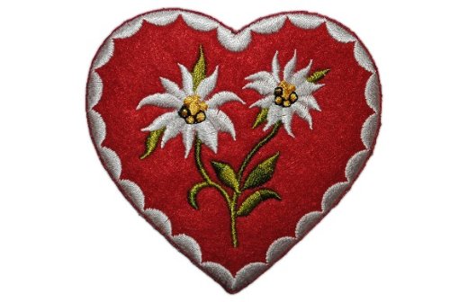Herz mit Edelweiß 7,8 cm * 7,5 cm Bügelbild Aufnäher Applikation Patch Blume von alles-meine.de GmbH