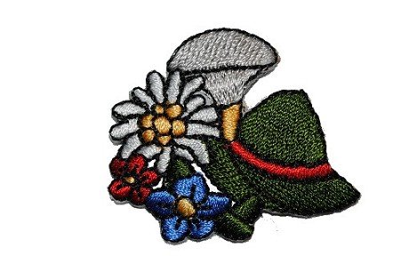 Jagd Hut - 4,2 cm * 3,7 cm - Bügelbild/Aufnäher - Applikation Patch Wanderer Natur - Trachten Trachtenapplikation - Edelweiß Bayern von alles-meine.de GmbH