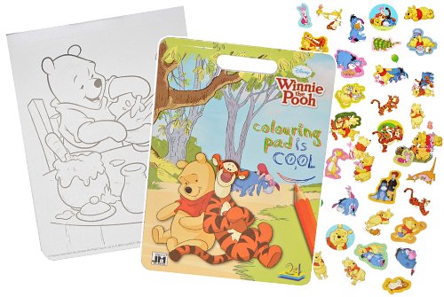 Malbuch/Malblock mit 45 Stickern - Disney Winnie The Pooh - Malvorlagen Aufkleber Ausmalbuch Puuh von alles-meine.de GmbH