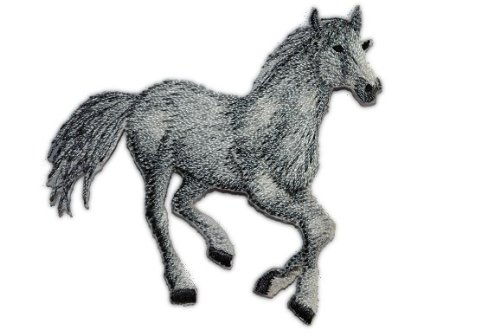 Pferd 6,5 cm * 6,3 cm Bügelbild Aufnäher Applikation Schimmel weiß grau Pferde von alles-meine.de GmbH