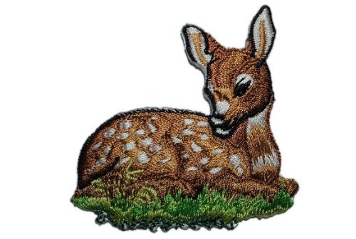 Reh 6,4 cm * 6 cm Bügelbild Rehe Tier Hirsch Zoo Kitz Ricke Aufnäher Applikation Patch Trachten von belldessa