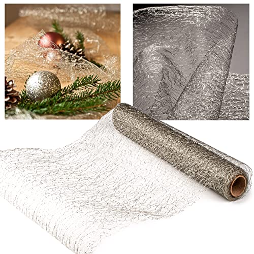 Tischläufer/Tischdecke - Silber & Glitzer Netz - 1 Rolle - 28 cm x 500 cm - Netzstoff - z.B. Weihnachten - Deko Stoff - Dekostoff - Metall - festlich Weihna.. Tischläufer/Tischdecke - Silber & Glitzer Netz - 1 Rolle - 28 cm x 500 cm - Netzstoff - z.B. Weihnachten - Deko Stoff - Dekostoff - Metall - festlich Weihna.. von alles-meine.de GmbH
