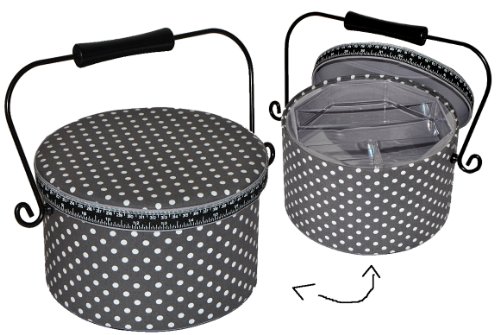 alles-meine.de GmbH 2 TLG. Nähkorb groß rund mit Metallgriff - Punkte weiß grau - Stoff Nähkasten Nähkästchen bunt Handarbeitskorb alles-meine.de GmbH 2 TLG. Nähkorb groß rund mit Metallgriff - Punkte weiß grau - Stoff Nähkasten Nähkästchen bunt Handarbeitskorb von alles-meine.de GmbH