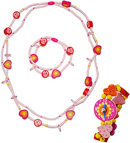 alles-meine.de GmbH 2 TLG. Set Kette + Armband - Blumen, Blüten & Herzen - bunt - aus Holz - Schmuck/Perlenkette - Bunte Holzperlen/Perlen - Kinderschmuck - Halskette -.. von alles-meine.de GmbH