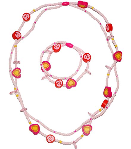 alles-meine.de GmbH 2 TLG. Set Kette + Armband - Blumen, Blüten & Herzen - bunt - aus Holz - Schmuck/Perlenkette - Bunte Holzperlen/Perlen - Kinderschmuck - Halskette -.. von alles-meine.de GmbH