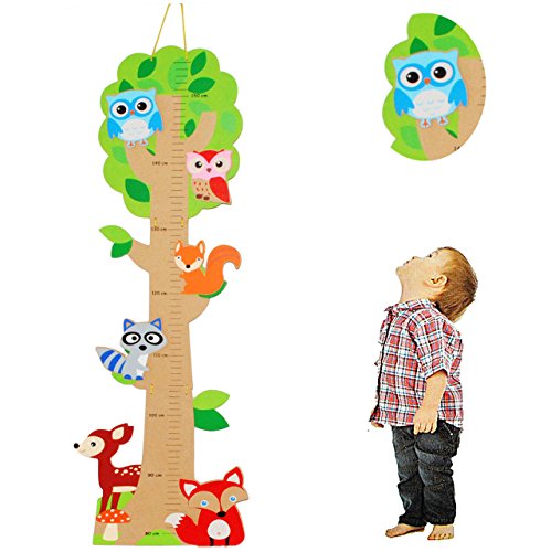 alles-meine.de GmbH 3-D Meßlatte aus Holz - Baum - lustige Eule & Tiere - zum Klappen/Falten - von 80 cm bis 155 cm - Messlatte Kinderzimmer für Kinder Kind - Eulen & Blume.. von alles-meine.de GmbH