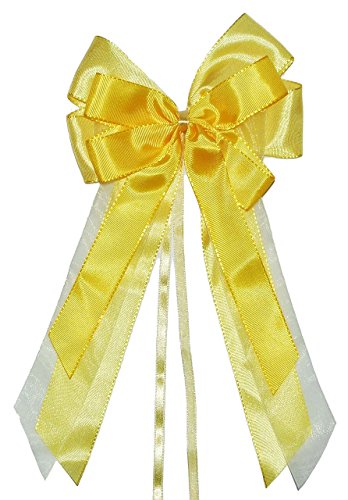 alles-meine.de GmbH 3-D Schleife - gelb - 17 cm breit u. 31 cm lang - Geschenkband/Geschenkschleife für Geschenke und Schultüten - Geschenkeschleife/Dekoschleife von alles-meine.de GmbH
