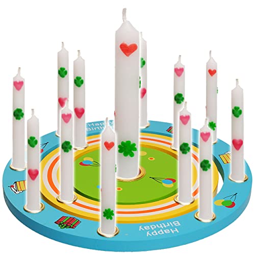 alles-meine.de GmbH 3 TLG. Set: Geburtstagsring/Geburtstagskranz - aus Holz + 11 Kerzen mit Lebenslicht - für Zahlenstecker - 19 cm - Kinder bunt/blau - gelb - grün - rot - K.. von alles-meine.de GmbH