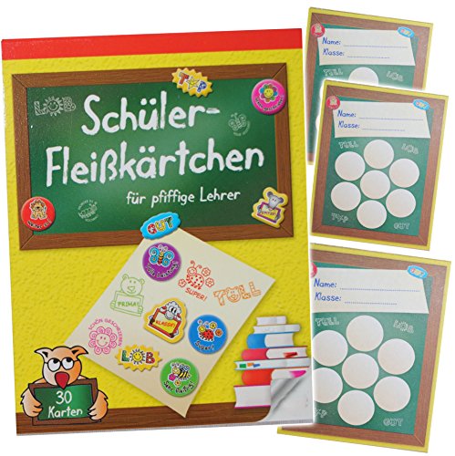 alles-meine.de GmbH 30 Stück Fleißkärtchen - für Sticker & Stempel - Belobigungs Sticker- Schüler Fleißkarten - Lehrerkarten - Kita/Kindergarten - Vorschule/Schule - Le.. von alles-meine.de GmbH