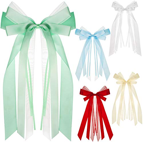 alles-meine.de GmbH 5 Stück Geschenkschleife/Schleifen Farbwahl Junge & Mädchen - 30 cm lang u. 15 cm breit - mit edlen Satin Bändern + Tüllband - Geschenkband - für Gesc.. von alles-meine.de GmbH