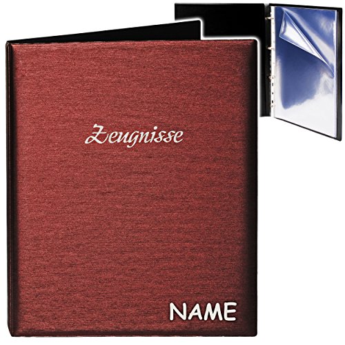 alles-meine.de GmbH A4 - Ringbuch/Zeugnisringbuch - Zeugnisse 3D Metallic Effekt - rot/Bordeaux - inkl. Name - Erweiterbar für Einsteckseiten + Einlagen - A 4 - Zeu.. von alles-meine.de GmbH