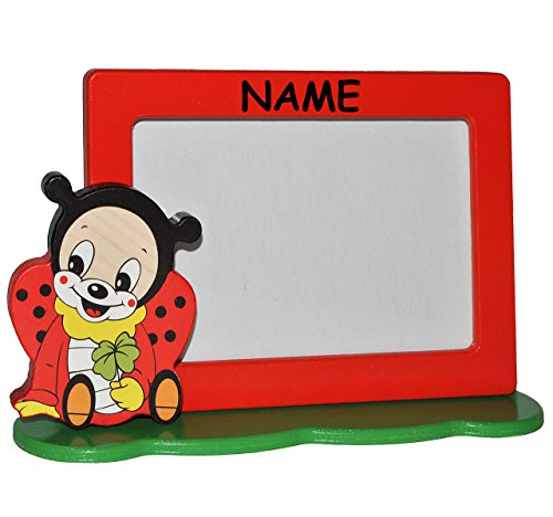 alles-meine.de GmbH Bilderrahmen/Fotorahmen aus Holz incl. Name - Marienkäfer - mit 1 Bild - 10 x 15 cm - Deko für Kinder + Erwachsene - Kinderzimmer Kind Tisch Stehrahmen/Ho.. von alles-meine.de GmbH