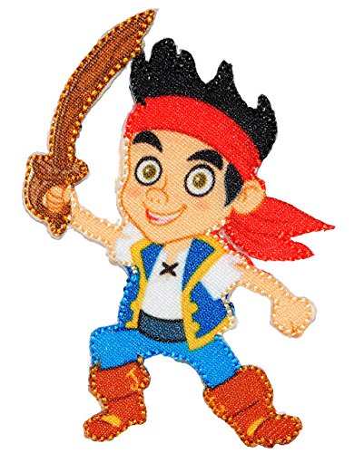 alles-meine.de GmbH Bügelbild - - Jake mit Säbel - und die Nimmerland Piraten - 5,6 cm * 7,8 cm - Aufnäher Applikation - Pirateninsel/Piratenschiff - gewebter Flicken - Jun.. von alles-meine.de GmbH