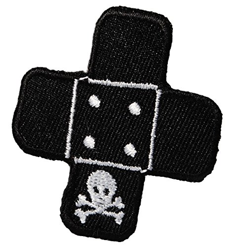 alles-meine.de GmbH Bügelbild - Pflaster - schwarz/Pirat - 5,2 cm * 5,2 cm - Aufnäher gewebter Flicken/Applikation - für Kinder Teddy Plüschtiere - Mädchen Jungen - Krank KRA.. von alles-meine.de GmbH
