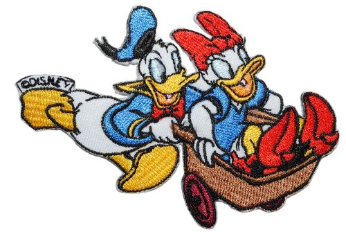 Donald Duck mit Daisy 11,2 cm * 7,8 cm Aufnäher Applikation Bügelbild Patch Mickey Micky Maus Minnie von alles-meine.de GmbH