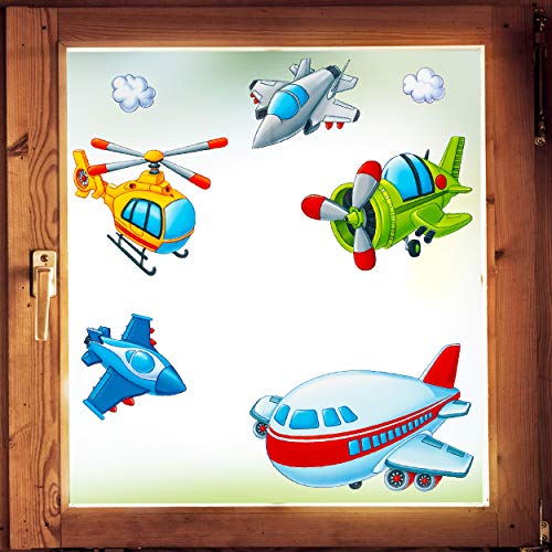 alles-meine.de GmbH Fensterbilder Motivwahl 7 TLG. Set - Flugzeug - Helikopter & Hubschrauber - statisch haftend - selbstklebend + wiederverwendbar - Set Sticker Fensterstick.. von alles-meine.de GmbH