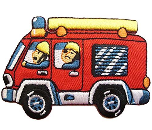 Feuerwehr - 7,4 cm * 5 cm - Bügelbild/Aufnäher - Applikation Patch - Aufbügler Aufbügelflicken - Feuerwehrauto/Feuerwehrfahrzeug - Verein Löschen - Rettun.. von alles-meine.de GmbH