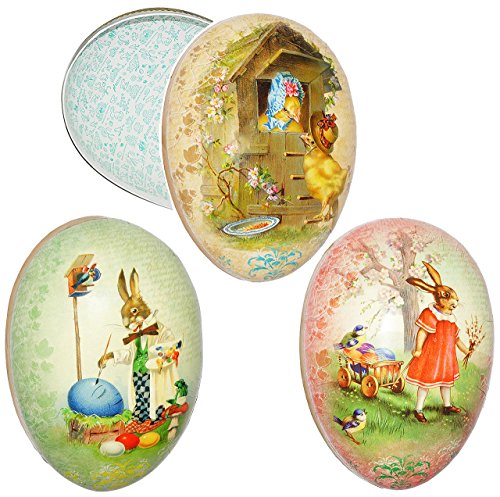 alles-meine.de GmbH Füll - Pappei 15 cm - Vintage & Nostalgie Hasen - Osterei/Ei zum befüllen - Deko Pappe Papp Pappeier Dekoei Pappostereier Füllen - Osterdeko - Ostern / .. von alles-meine.de GmbH