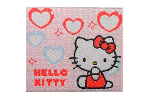 alles-meine.de GmbH Helllo Kitty 7,1 cm * 6,2 cm Aufnäher Applikation Bügelbild Patch Katze Kätzchen rosa Herz Blume pink von alles-meine.de GmbH