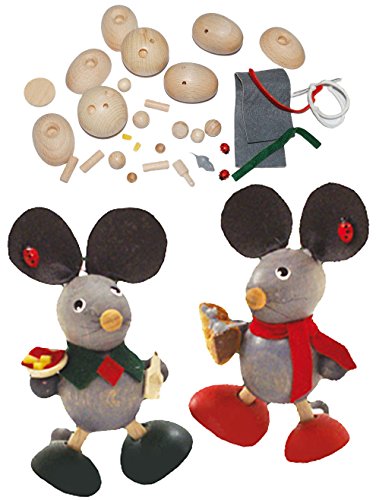 alles-meine.de GmbH Holz Bastelset für 2 Stück: 3-D -Figuren Mäusepärchen als Holzfiguren - Maus Mäuse Paar - komplett ausgesägt Natur hell - Set für Kinder & Erwachsene - zum Ba.. von alles-meine.de GmbH