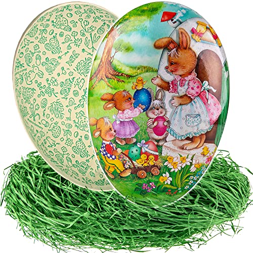 alles-meine.de GmbH Osterei/Ei zum befüllen + Ostergras Anzahl frei wählbar Hasen Mama & kleine Osterhasen - 15 cm - Füll - Pappei - Deko Pappe Papp Pappeier Dekoei Pappost.. von alles-meine.de GmbH