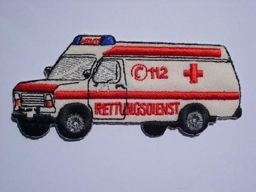 Rettungswagen 9 cm * 4,1 cm Bügelbild Krankenwagen Auto Car Aufnäher Applikation Patch von alles-meine.de GmbH