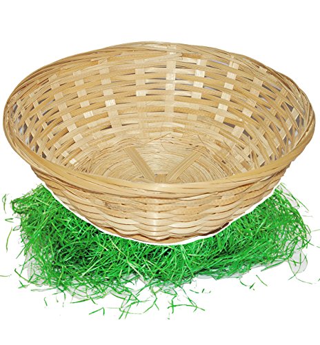 alles-meine.de GmbH Set Ostergras & 10 Bambusschalen/Bastkörbe/Weidenkörbe - klein - Natur als Deko z.B. für Osterei/Ei zum befüllen - Geschenkkorb - Dekokorb - Osternest.. von alles-meine.de GmbH