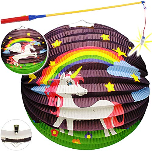 alles-meine.de GmbH Set: Laterne/Lampion + LED Laternenstab - Einhorn & Regenbogen - für Kinder - Papierlaterne Rund - aus Papier - Lampe - Laternen Lampions - Figur - elektris.. von alles-meine.de GmbH