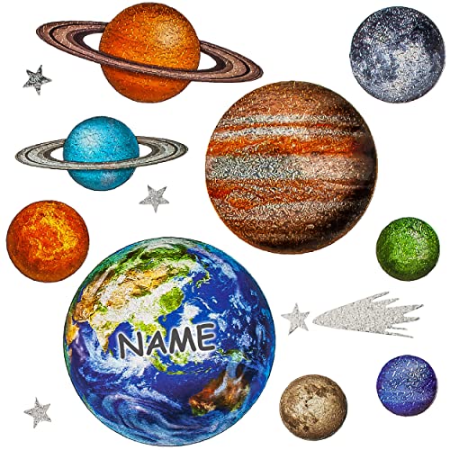 alles-meine.de GmbH Wandsticker Motivwahl Erwachsene & Kinder - 14 TLG. Set - 3D Effekt - Glitzer - Weltraum - Planeten & Sterne - selbstklebend + wiederverwendbar - Wandtatt.. von alles-meine.de GmbH