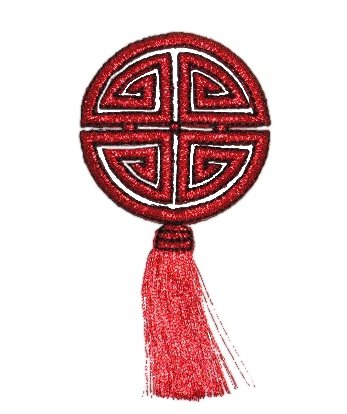 alles-meine.de GmbH Zeichen mit Franzen 4,6 cm * 8,7 cm Bügelbild Aufnäher Applikation China Chinesisch rot Kreis Emblem von alles-meine.de GmbH