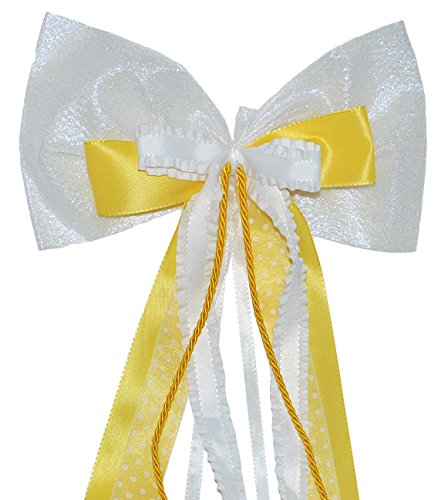 alles-meine.de GmbH große 3-D Schleife - 24 cm breit u. 63 cm lang - Geschenkband/Geschenkschleife mit Kordel Chiffonband Spitzenband gelb weiß - für Geschenke und Schultüten alles-meine.de GmbH große 3-D Schleife - 24 cm breit u. 63 cm lang - Geschenkband/Geschenkschleife mit Kordel Chiffonband Spitzenband gelb weiß - für Geschenke und Schultüten von alles-meine.de GmbH