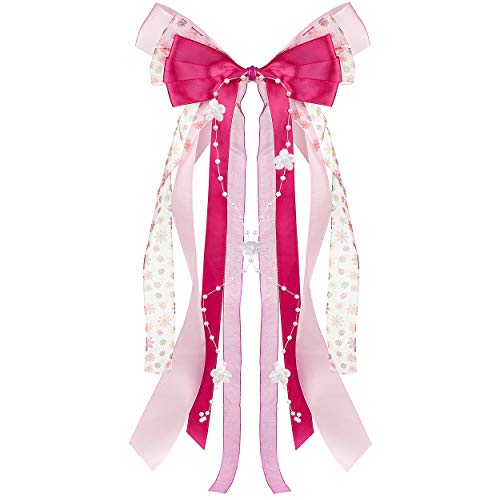 alles-meine.de GmbH große 3-D Schleife - 25 cm breit u. 60 cm lang - rosa & pink - Geschenkschleife/Geschenkband mit edlen Satin Bändern, Tüll & Perlenband - für Geschenke .. von alles-meine.de GmbH