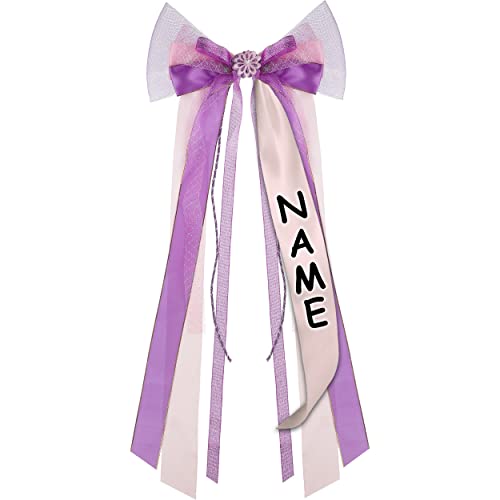 alles-meine.de GmbH große 3-D Schleife - incl. Name/Text - 24 cm breit u. 54 cm lang - Geschenkschleife/Geschenkband mit lila Blüte - für Geschenke und Schultüten von alles-meine.de GmbH