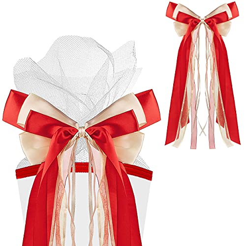 alles-meine.de GmbH große 3D Effekt - Schleife - für Schultüte - rot & Creme - 24 cm breit u. 47 cm lang - mit edlen Satin Bändern - für Geschenk und Zuckertüte - Geschenkband / .. von alles-meine.de GmbH