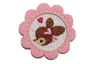 kleiner Kreis mit Reh 4 cm Bügelbild Applikation Tier Tiere Rehe Hirsch rosa pink Trachten Hirsche von belldessa