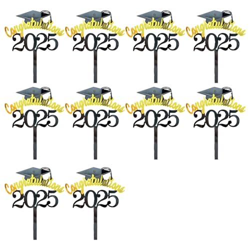 10pcs Metallic Graduation Cake Toppers Junggesellenhut Dekorationen Für Dessert Tischparty Lieferungen Kuchendekorationen Für Partys von alloneslife