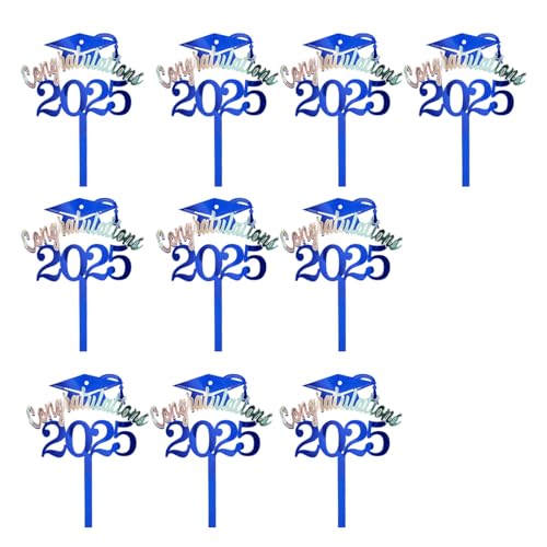 10pcs Metallic Graduation Cake Toppers Junggesellenhut Dekorationen Für Dessert Tischparty Lieferungen Kuchendekorationen Für Partys von alloneslife
