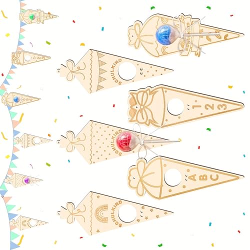 12 Stück handgefertigte Eiscreme-Charm-Antihaftbeschichtung aus Holz für Basteln und Dekoration, Malerei, Projektzubehör, handgefertigtes Eiscreme-Ornament von alloneslife