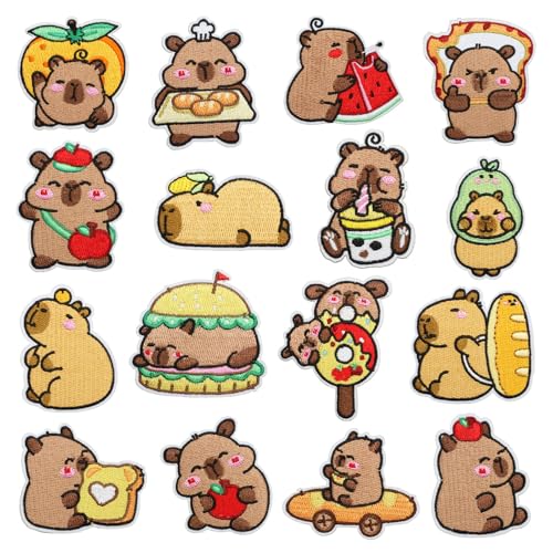 16 x Cartoon-Tier-Stickerei-Applikationen, Mehrzweck-Bügelbild für Jacken, Taschen, Rucksäcke, Mäntel, Hüte, bunte Tier-Stickerei-Aufkleber von alloneslife