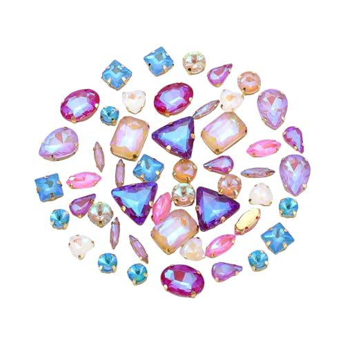 50 Stück Strasssteine zum Aufnähen mit flacher Rückseite, klares Glas, Kristallstein mit Loch für Kleidung, Kleid, Tasche, Schuhe und Schmuck 50 Stück Strasssteine zum Aufnähen mit flacher Rückseite, klares Glas, Kristallstein mit Loch für Kleidung, Kleid, Tasche, Schuhe und Schmuck von alloneslife