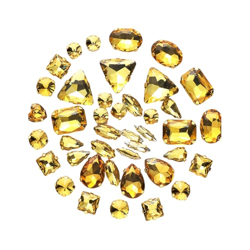 50 Stück Strasssteine zum Aufnähen mit flacher Rückseite, klares Glas, Kristallstein mit Loch für Kleidung, Kleid, Tasche, Schuhe und Schmuck 50 Stück Strasssteine zum Aufnähen mit flacher Rückseite, klares Glas, Kristallstein mit Loch für Kleidung, Kleid, Tasche, Schuhe und Schmuck von alloneslife