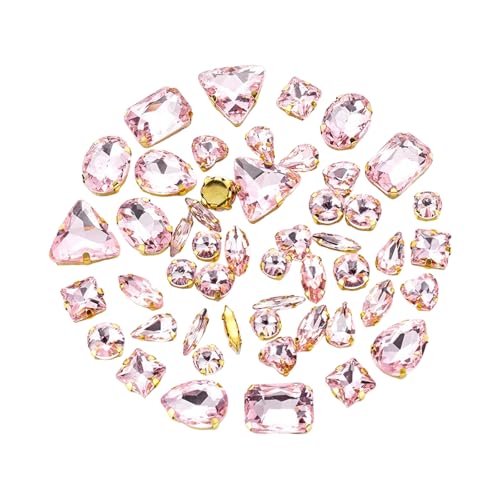 50 Stück Strasssteine zum Aufnähen mit flacher Rückseite, klares Glas, Kristallstein mit Loch für Kleidung, Kleid, Tasche, Schuhe und Schmuck 50 Stück Strasssteine zum Aufnähen mit flacher Rückseite, klares Glas, Kristallstein mit Loch für Kleidung, Kleid, Tasche, Schuhe und Schmuck von alloneslife