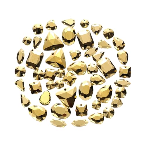 50 Stück Strasssteine zum Aufnähen mit flacher Rückseite, klares Glas, Kristallstein mit Loch für Kleidung, Kleid, Tasche, Schuhe und Schmuck 50 Stück Strasssteine zum Aufnähen mit flacher Rückseite, klares Glas, Kristallstein mit Loch für Kleidung, Kleid, Tasche, Schuhe und Schmuck von alloneslife