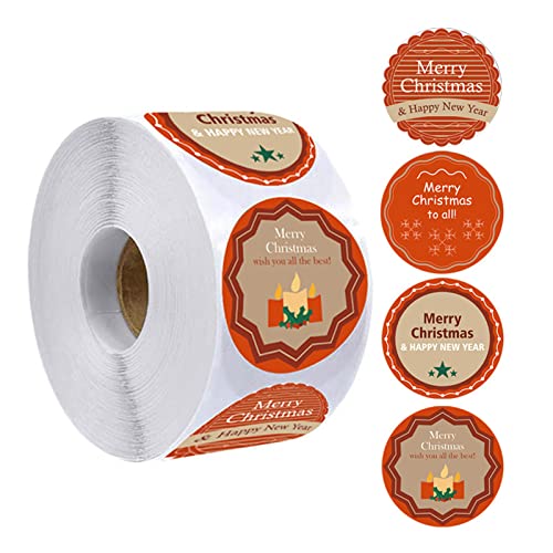 500 Stück Frohe Weihnachten Aufkleber, 4 Designs, runde Siegeletiketten für Kinderkarten von alloneslife